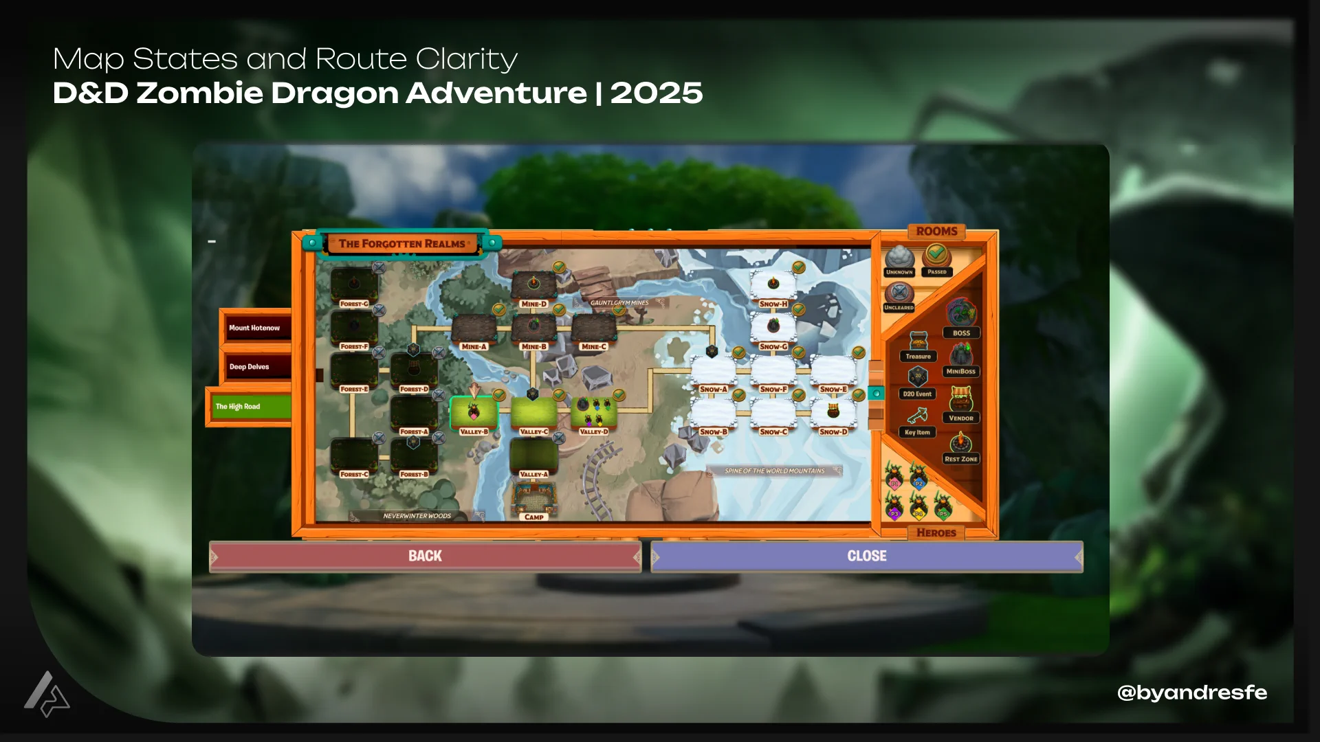 D&D Zombie Dragon Adventure store system and camp upgrades UI screens